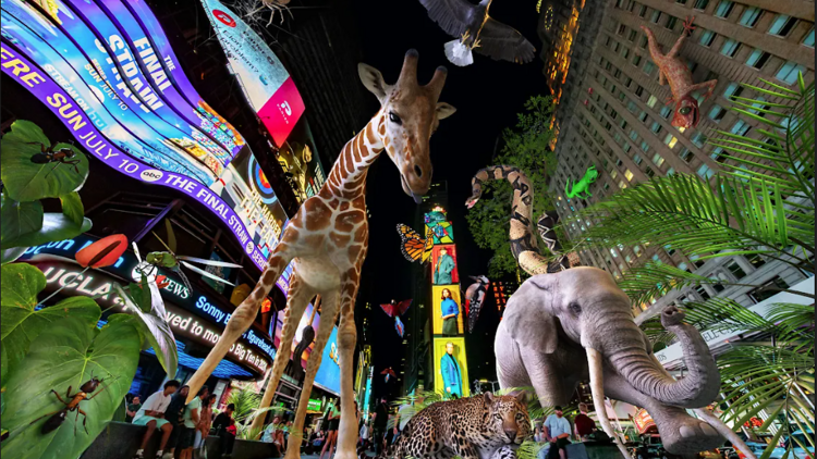 This new app turns Times Square into a real-looking animal jungle