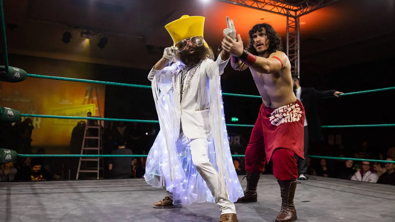 Costa Georgiadis guests at a wrestling show