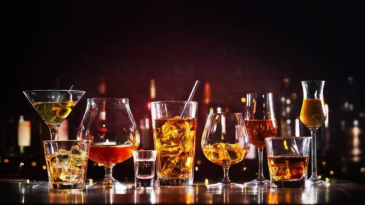 An assortment of hard liquor