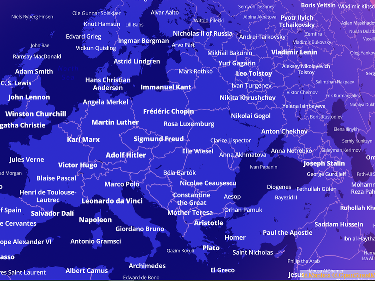 Aquest mapa et mostra el nom de la persona més coneguda del teu municipi