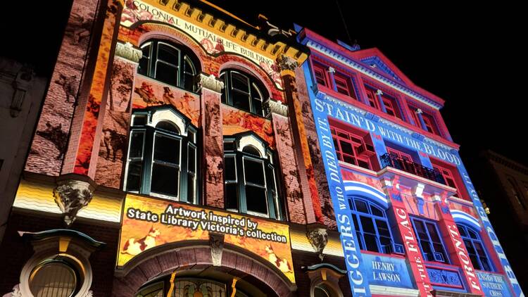 White Night Bendigo - building facades are lit up with colourful projections