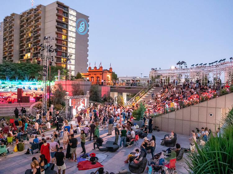 See from concerts in the middle of DTLA at Grand Performances