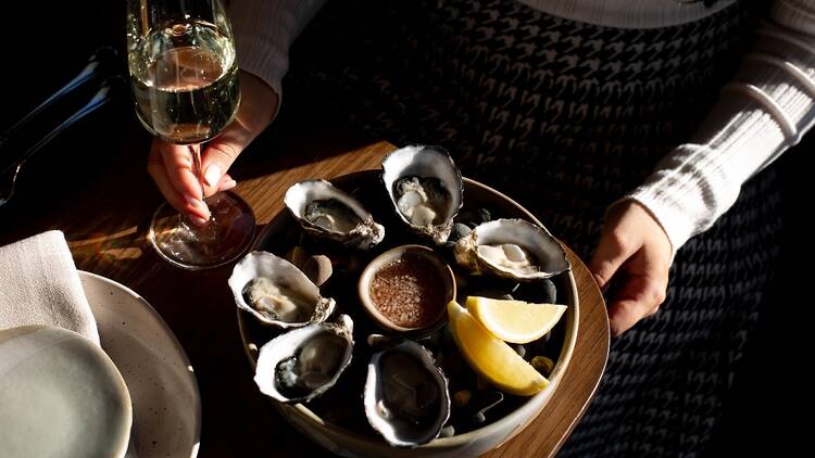 A serving of oysters and Champagne
