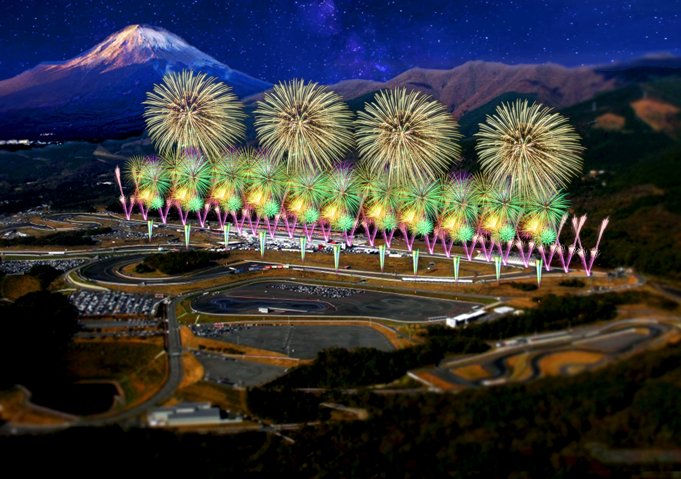 There's a fireworks show near the foot of Mt Fuji this autumn