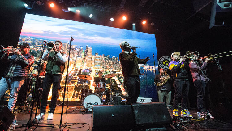 A band performs at Chicago Jazz Festival 