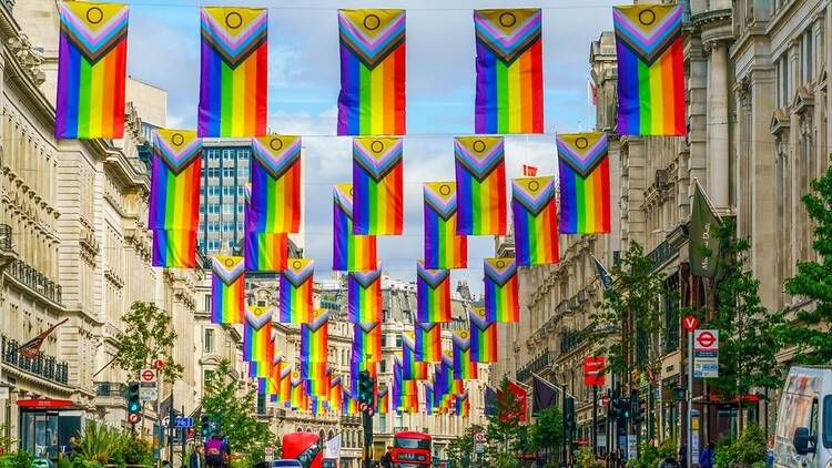 Pride flags in London