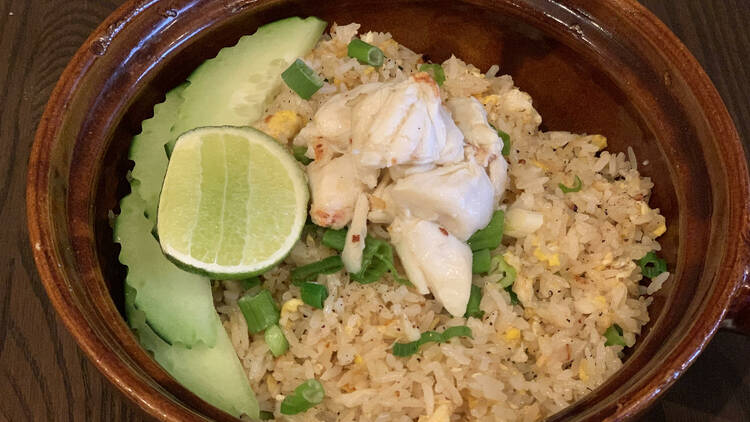 A bowl of crab fried rice.