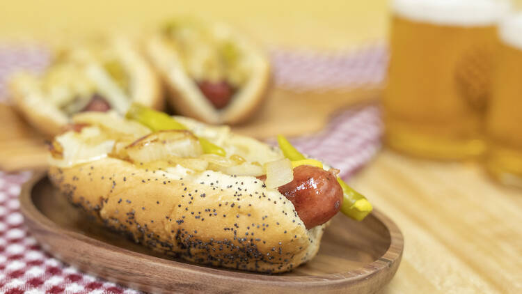 A Chicago-style hot dog.