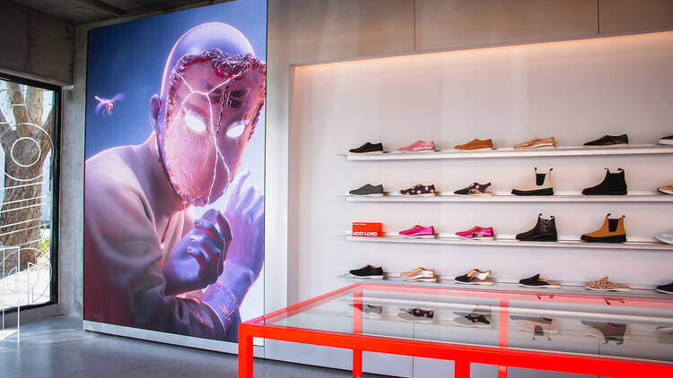 A digital gallery and footwear store.