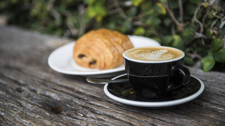 Bunker Coffee croissant and coffee