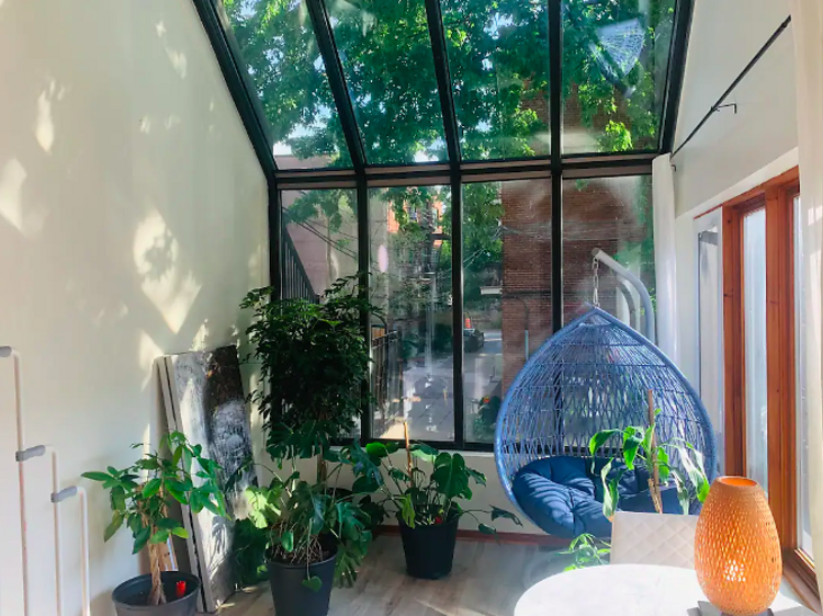 The modern greenhouse in downtown Montréal, Quebec