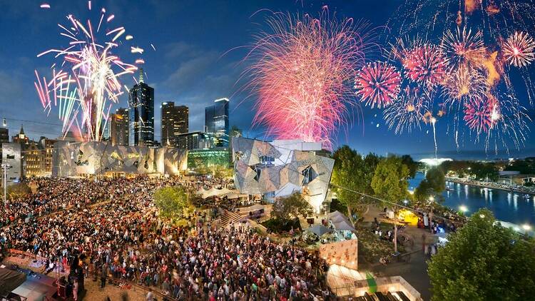 Fireworks over Federation Square