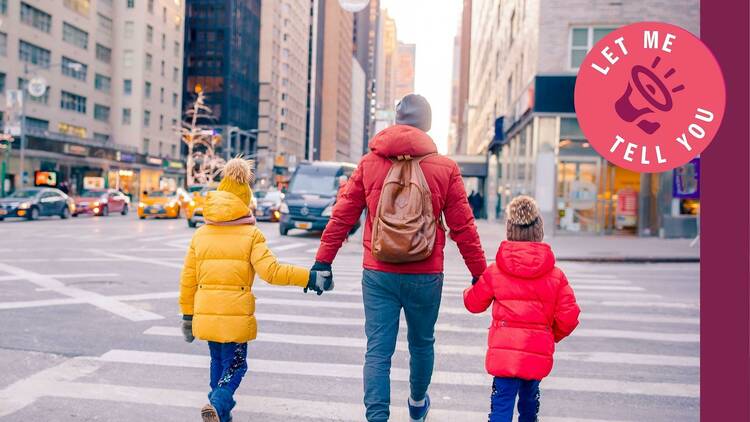 Kids crossing the street in NYC