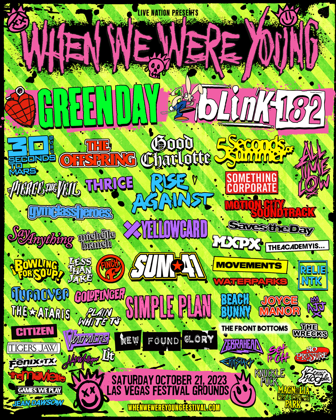 When We Were Young's 2023 lineup includes Green Day and Blink-182
