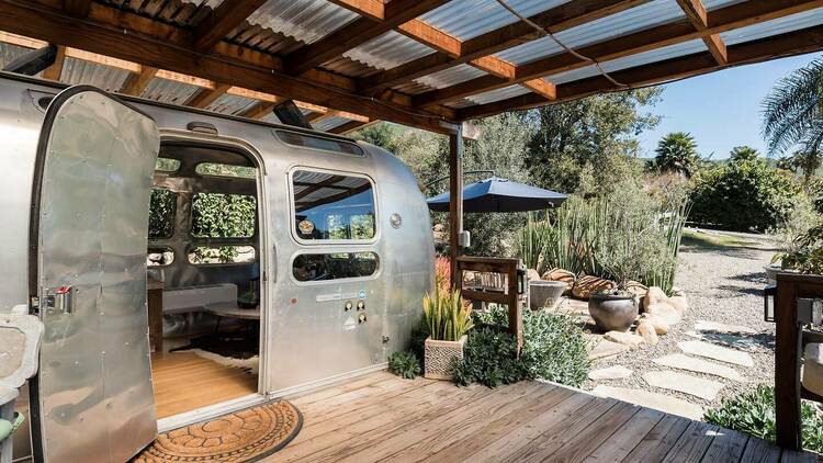 The 1974 Airstream on an organic ranch in Carpenteria