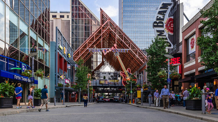 Fourth Street Live is a part of downtown Louisville that features bars, stores, and restaurants, as well as having concerts and events open to the public.