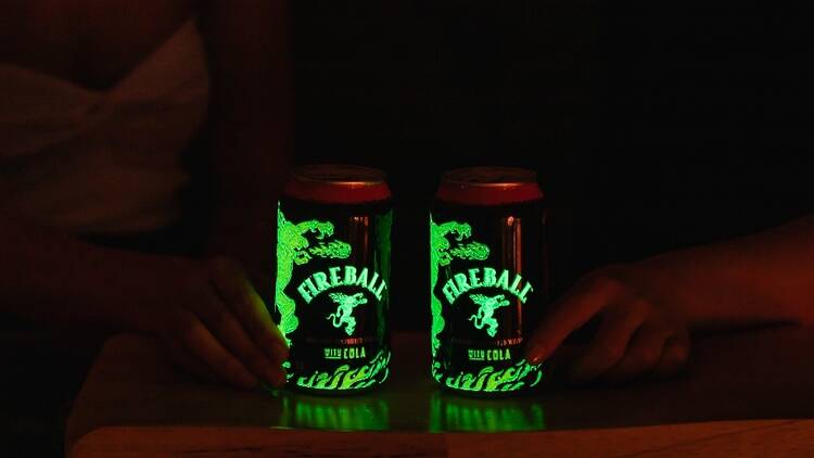 Fireball glow in the dark mixer drinks
