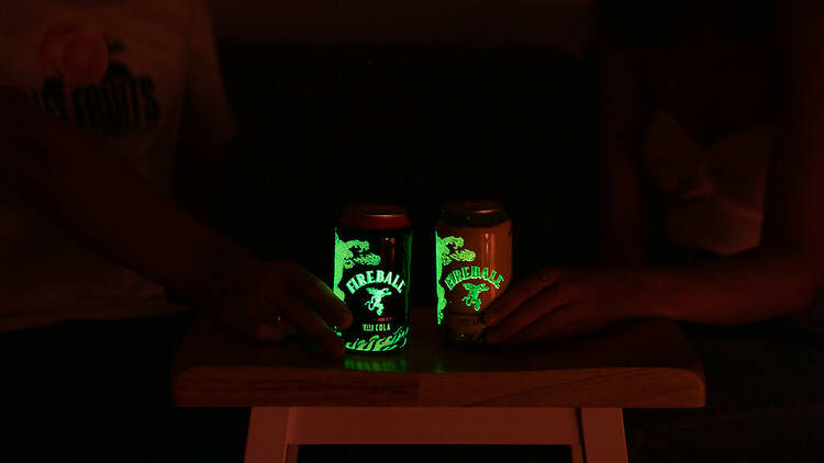 Fireball Whisky glow in the dark cans