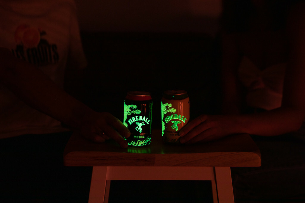 Fireball whisky is offering glowinthedark mixer cans this Halloween