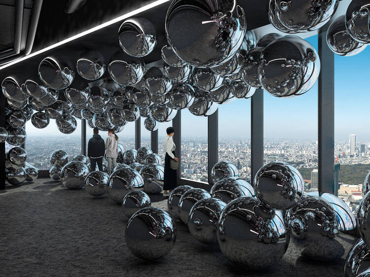 Shibuya Sky is lighting up for Christmas with mirror balls and rooftop light shows