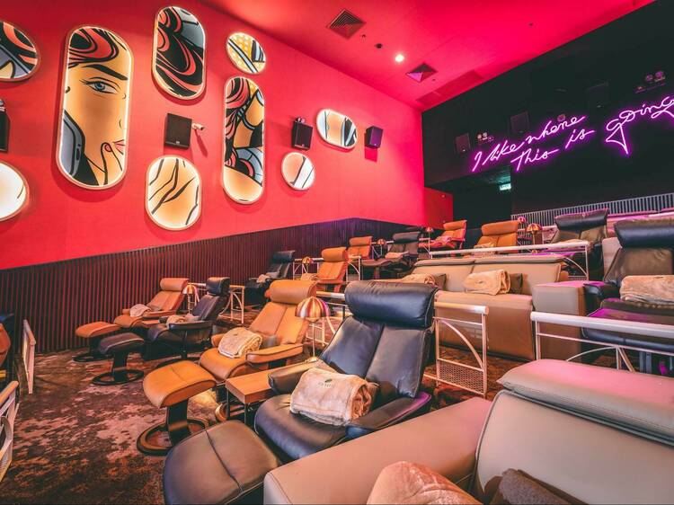 Lounge in the luxe cinema seats of Aurum Theatre