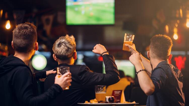 Football fans in pub