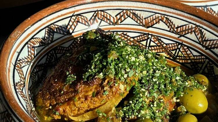 A plate of Moroccan chicken