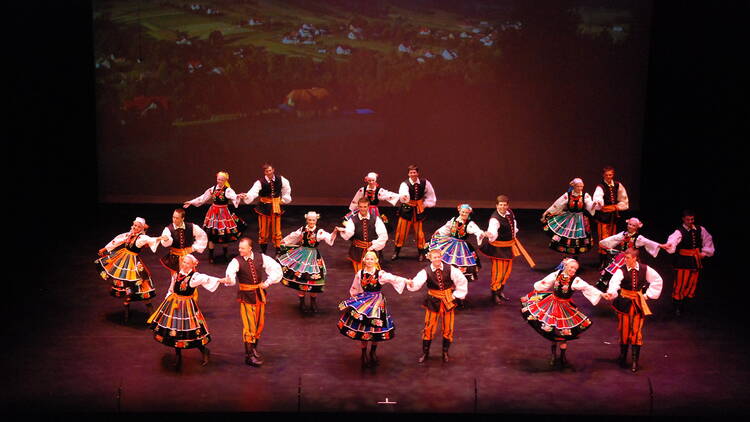 Traditional Polish dancers in a performance at PolArt