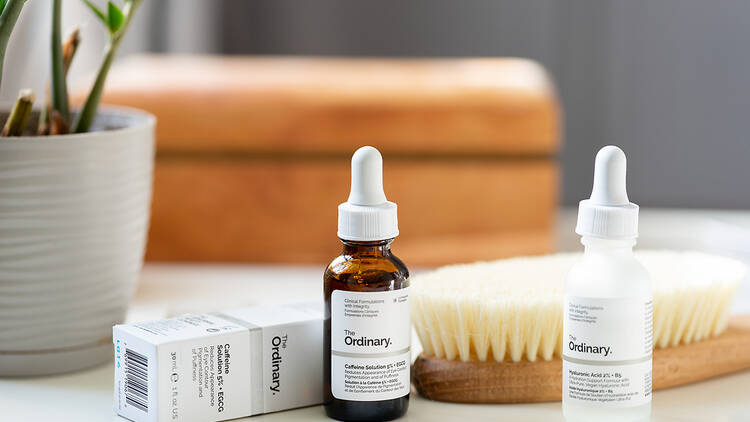A variety of skincare products by the Ordinary.