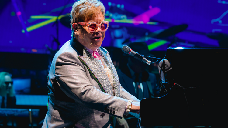 Elton John performing in the US