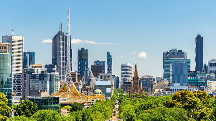 A shot of the Melbourne skyline during the day.