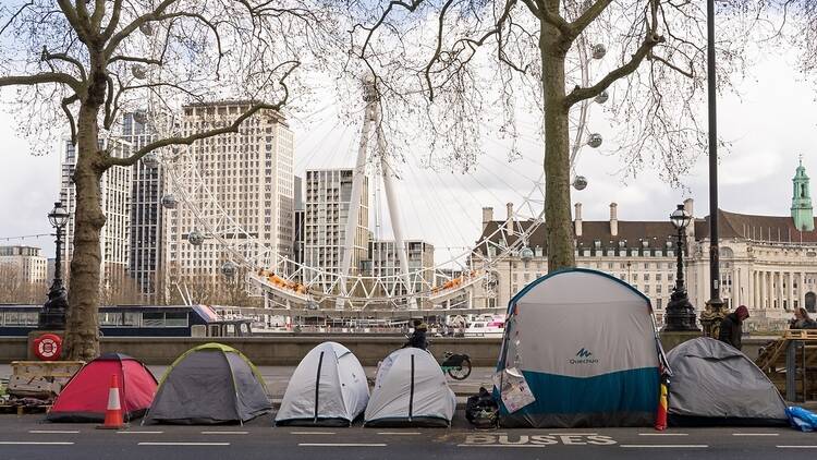 Tents outside London eye