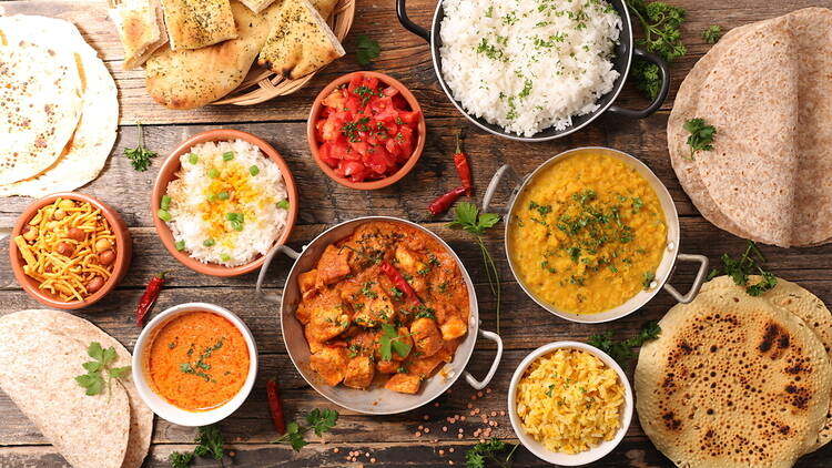 Assorted curry dishes