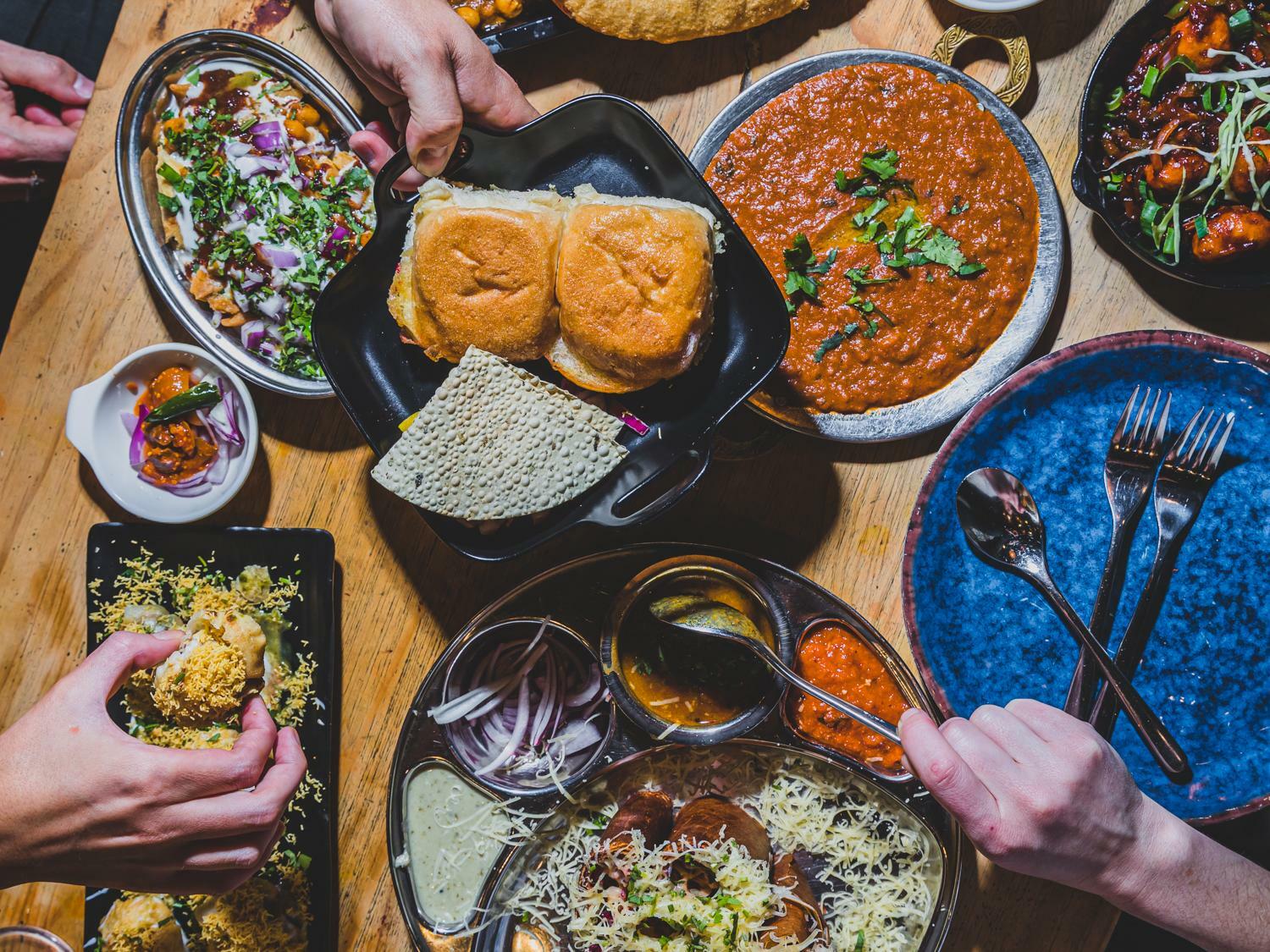 A table of food at Chatkazz restaurant, Harris Park