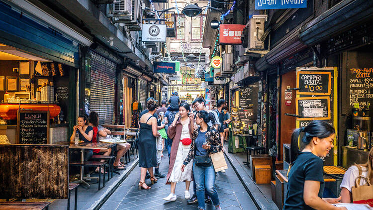 A street view of Centre Place laneway in Melbourne.