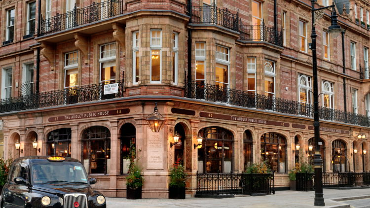 Shops and restaurants on Mount Street in London