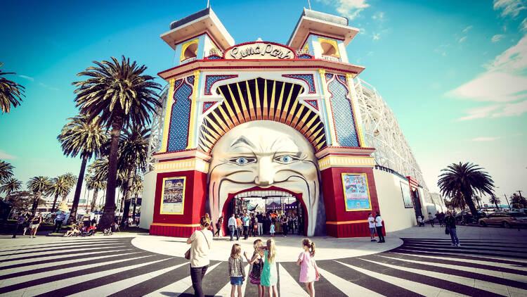 Mr Moon at Luna Park in the daylight.