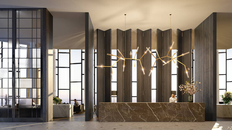 The lobby of the upcoming Melbourne Ritz-Carlton hotel.