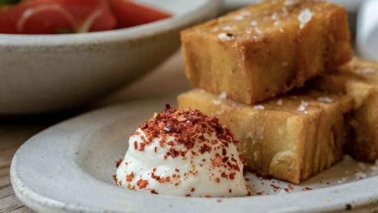 Bubala Soho’s potato latkes with toum and aleppo chilli