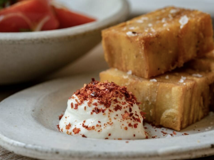 Bubala Soho’s potato latkes with toum and aleppo chilli