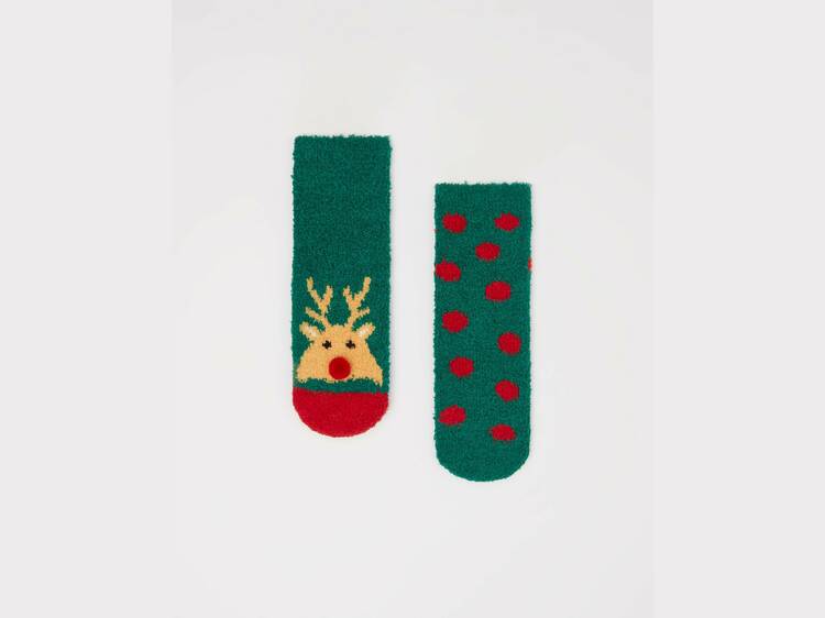 Conjunto de dois pares de meias antiderrapantes