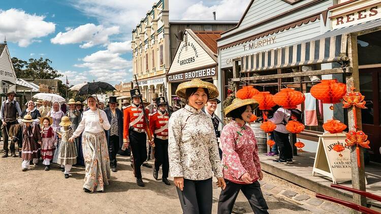 A 19th century Ballarat street scene recreated at Sovereign Hill