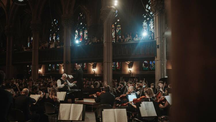 Brooklyn Chamber Orchestra’ performs in a church.
