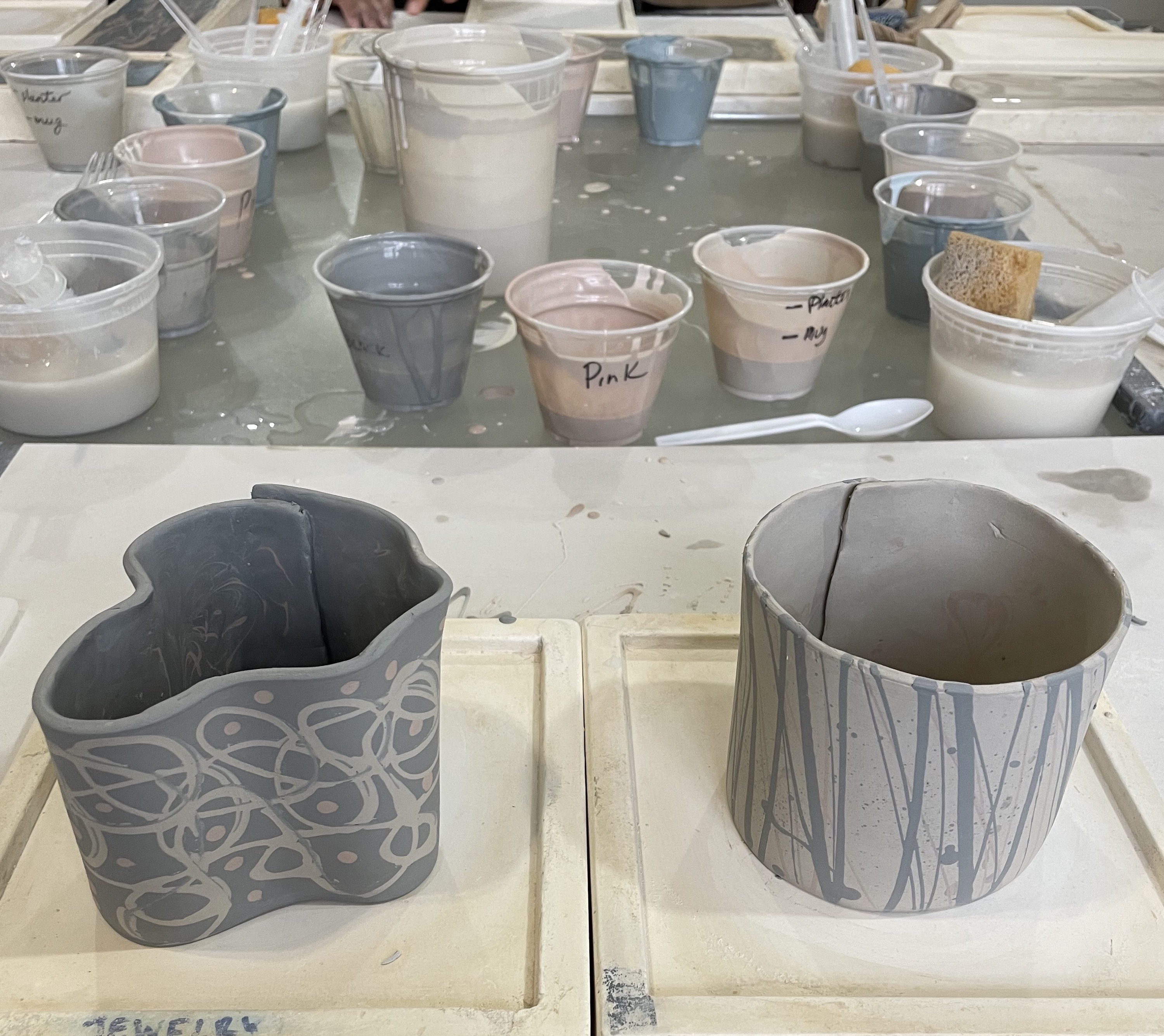 Planters in progress at Wilcoxson Brooklyn Ceramics.