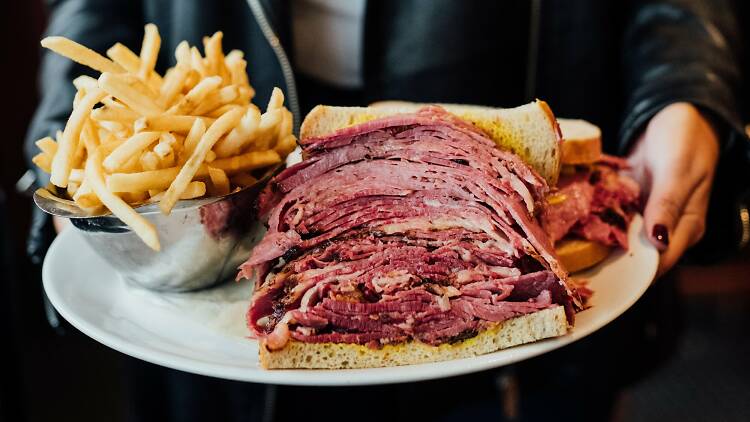 Smoked meat and cheesecake at Reuben's