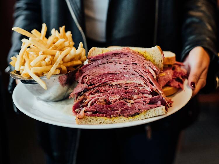 Smoked meat and cheesecake at Reuben's