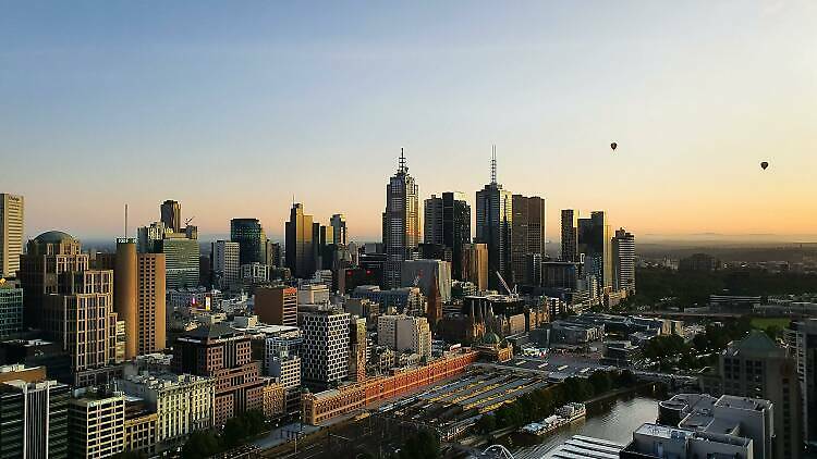 Melbourne from above at dawn