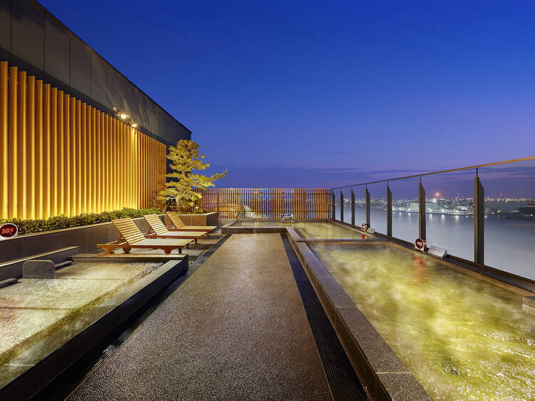 Relax in a rooftop onsen