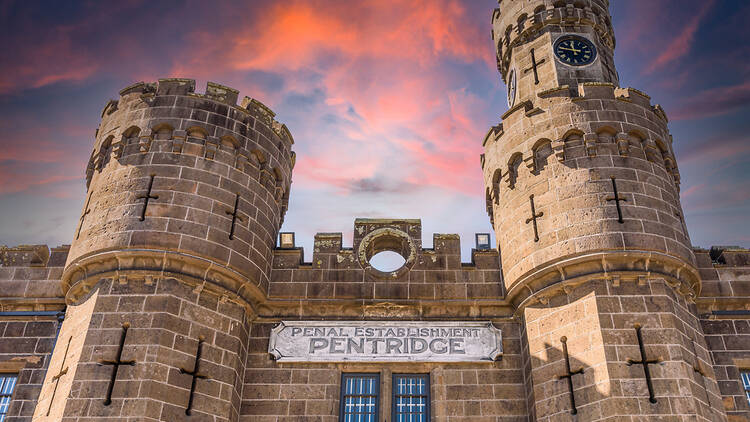 Bluestone towers at Pentridge Prison in Coburg.
