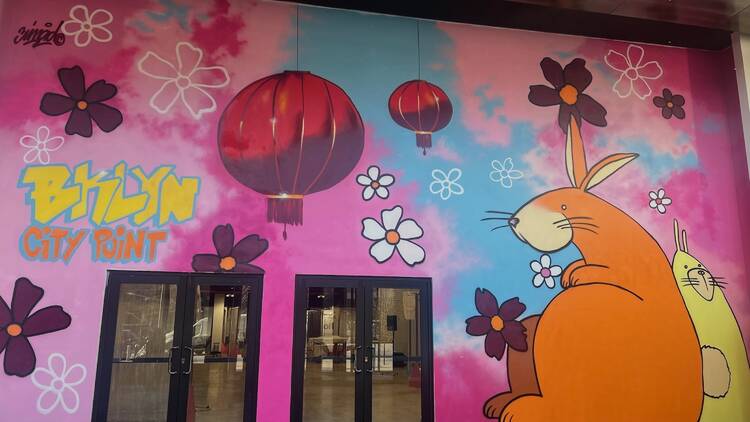 A rabbit mural at City Point.